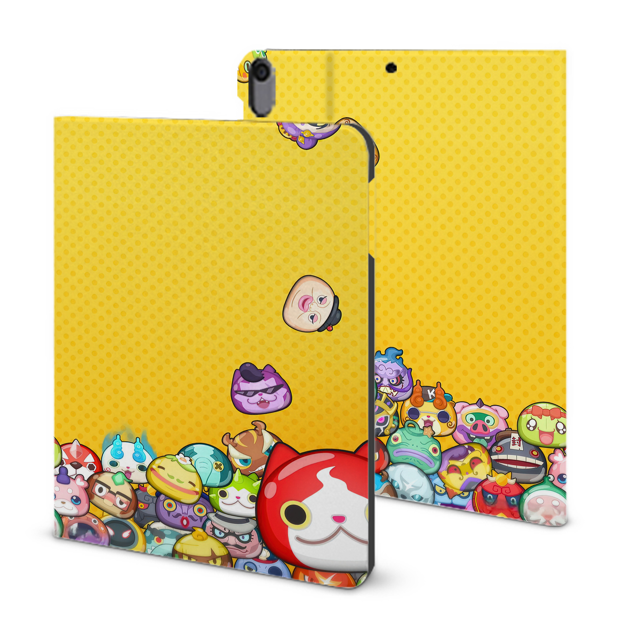 （画像用） 妖怪ウォッチ Yo-kai Watch IPad ケース ブック型 PUレザー TPU 耐衝撃 軽量 薄型 ペン収納なし 全面保護 IPad 各モデル対応
